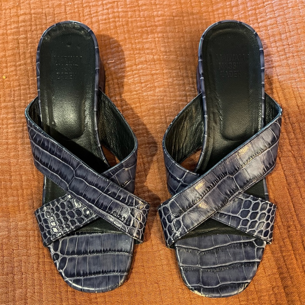 Maryam Nassir Zadeh blue crocodile sandals, size 37 (US 6.5)